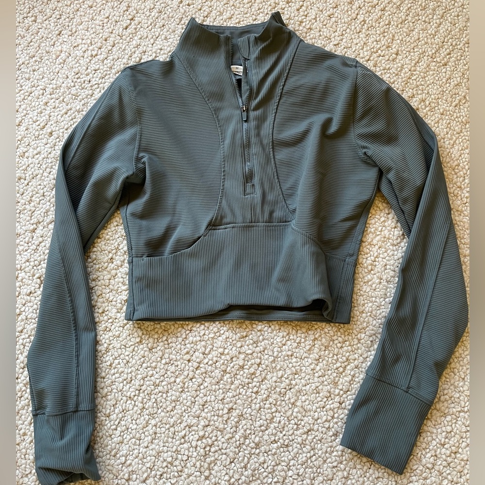 90 Degree By Reflex Green Cropped Sweatshirt